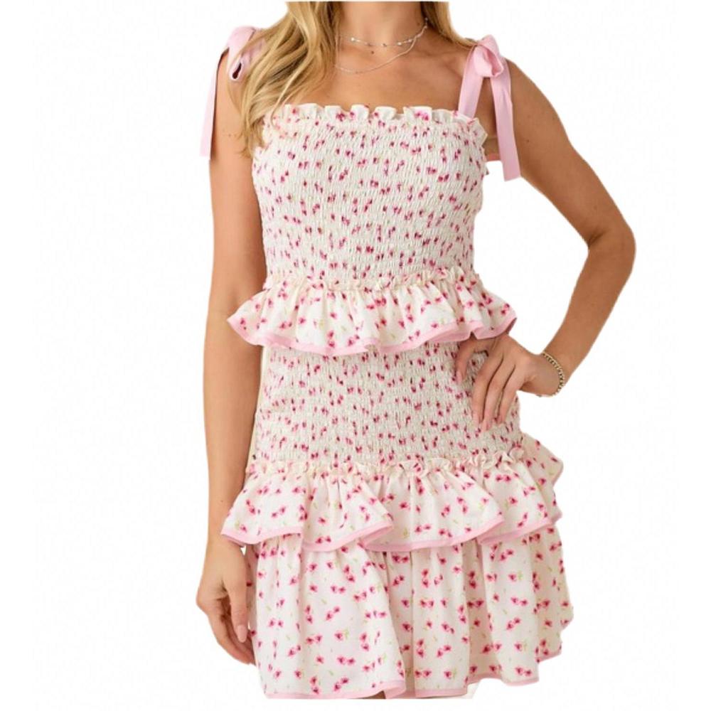 NEW BABY PINK fancy floral mini dress in floral pink